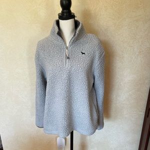 Light Blue PINK Victoria’s Secret Quarter Zip Pullover Sherpa Sweatshirt